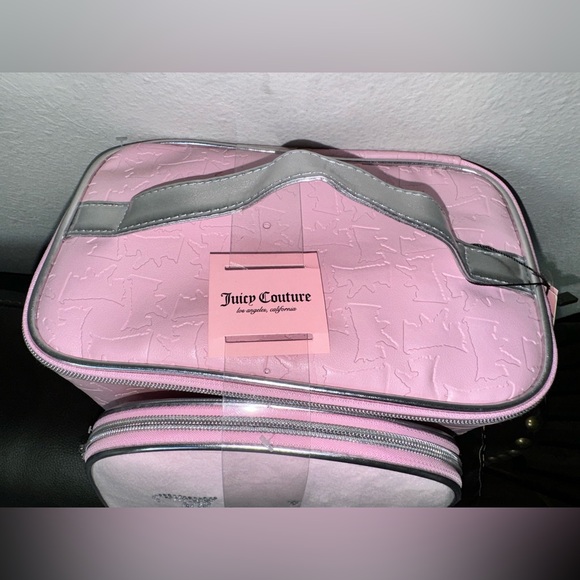 Juicy Couture Pink Travel & Cosmetic Bags 2 Piece OG Style Juicy Rhinestones Log - Picture 2 of 4